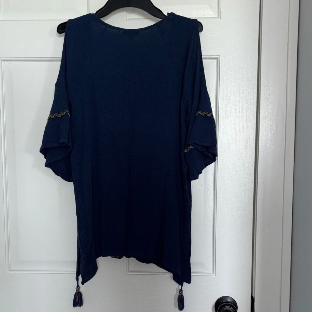 Democracy Deep Blue Tunic with Tassel Accents - Picture 4 of 4